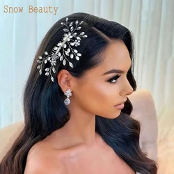 A467 Luxury Bride Headdress Rhinestone Bridal Hair Comb Elegant Bridal Headwear Crystal Wedding Hair Cllips Pearl Bridal Jewelry