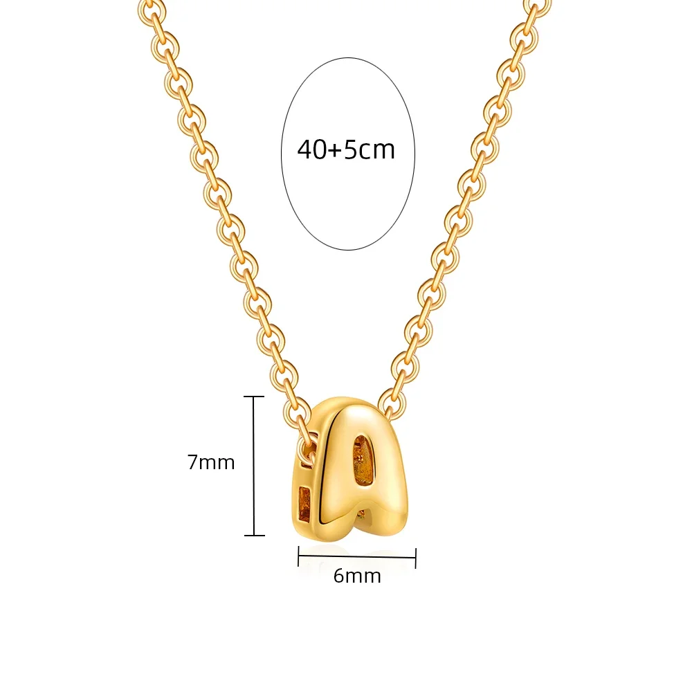 Hot Sale Tiny Bubble Balloon Initial Letter Pendant Necklace Stainless Steel Unique Chunky Alphabet Chain Choker Charm Jewelry