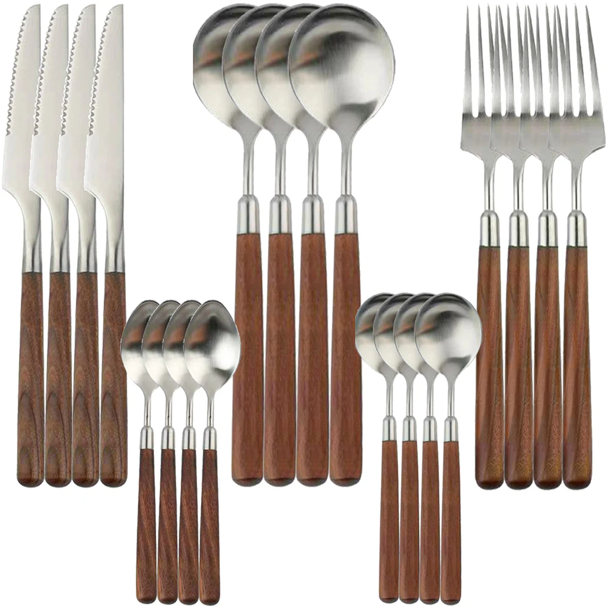 Children's Spoon Fork Set 4PCS Stainless Utensil Children's Tableware Training Spoon Feeding Tableware Soft Kitchen Accessories