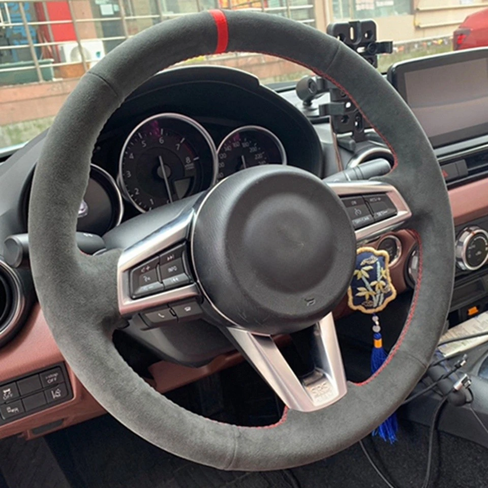 Hand Nähen Auto Zubehör Anti-Slip Wildleder Leder Auto Lenkrad Braid Abdeckung Für Mazda MX-5 MX5 2016 2017 2018 2019 2020 – Detail 1