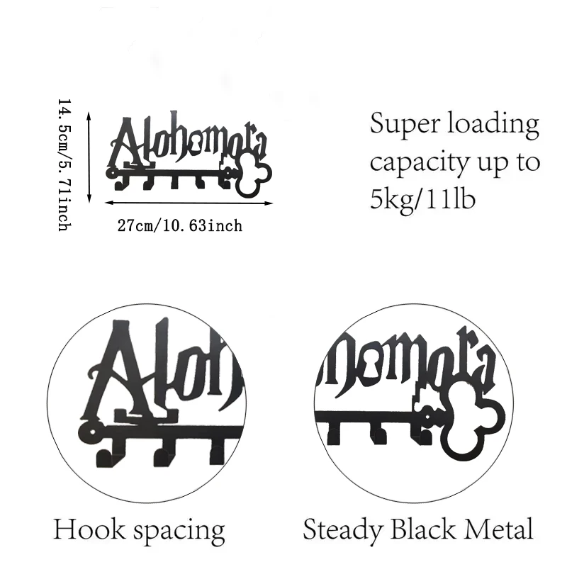Key Hooks for Wall Decoration,Alohomora Magic Theme Wall Mounted Hooks Metal Key Holder for Entryway Key Cabinet Kids Room Decor 4