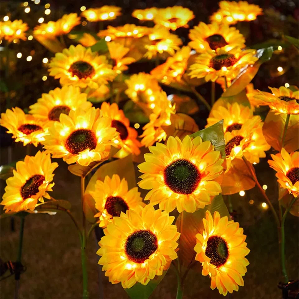 Solar Sunflowers LED Light Outdoor Waterproof Home Flower Lamp Courtyard Pathway Garden Decoration Lamp Lawn Landscape Lighting 2