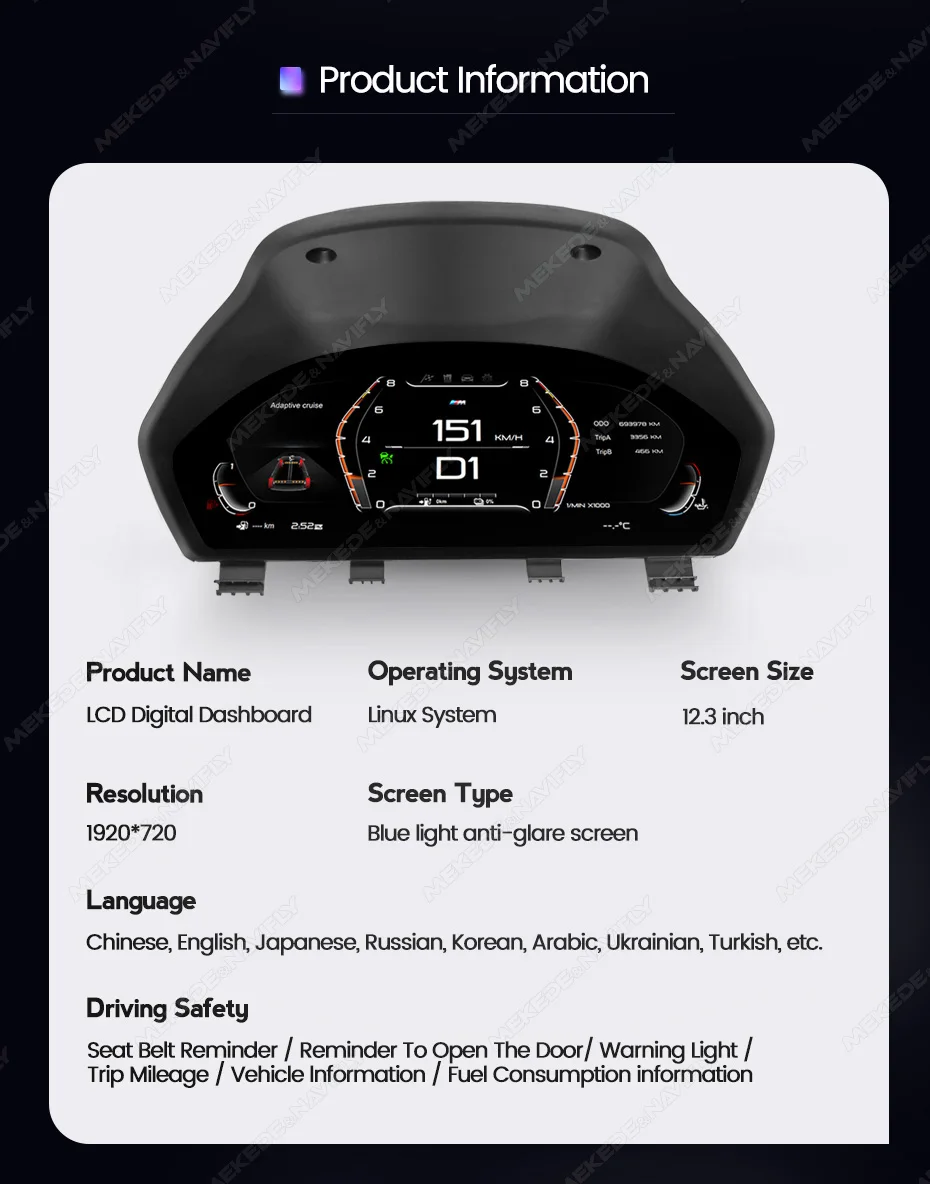 MEKEDE 1920*720 Lcd Digital Dashboard Cluster Digitale Geschwindigkeit Display Für BMW 3 4 Serie F30 F31 GT-F34 F32 F33F36 Virtuelle Cocktail – Detail 4