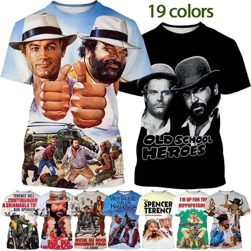 

Bud Spencer Terence Hill Graphic T Shirts for Men Game T-shirt Womens Clothing Harajuku Fashion Streetwear Kids Tee Shirts Tops