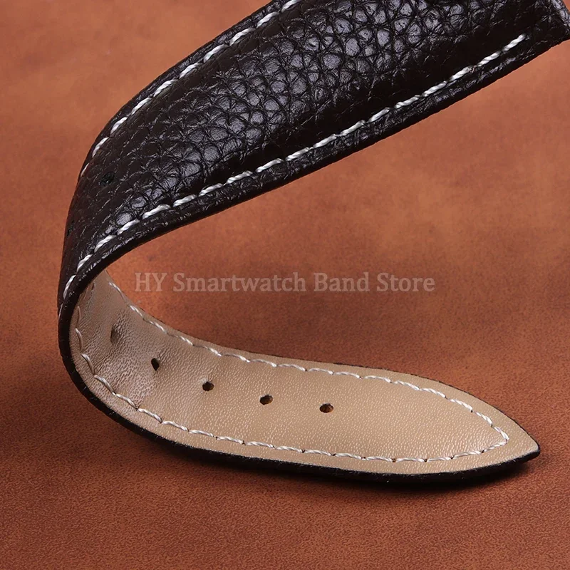 Elegant Soft Leather Watch Strap with Lychee Pattern - Cowhide Bracelet Wristband Accessory