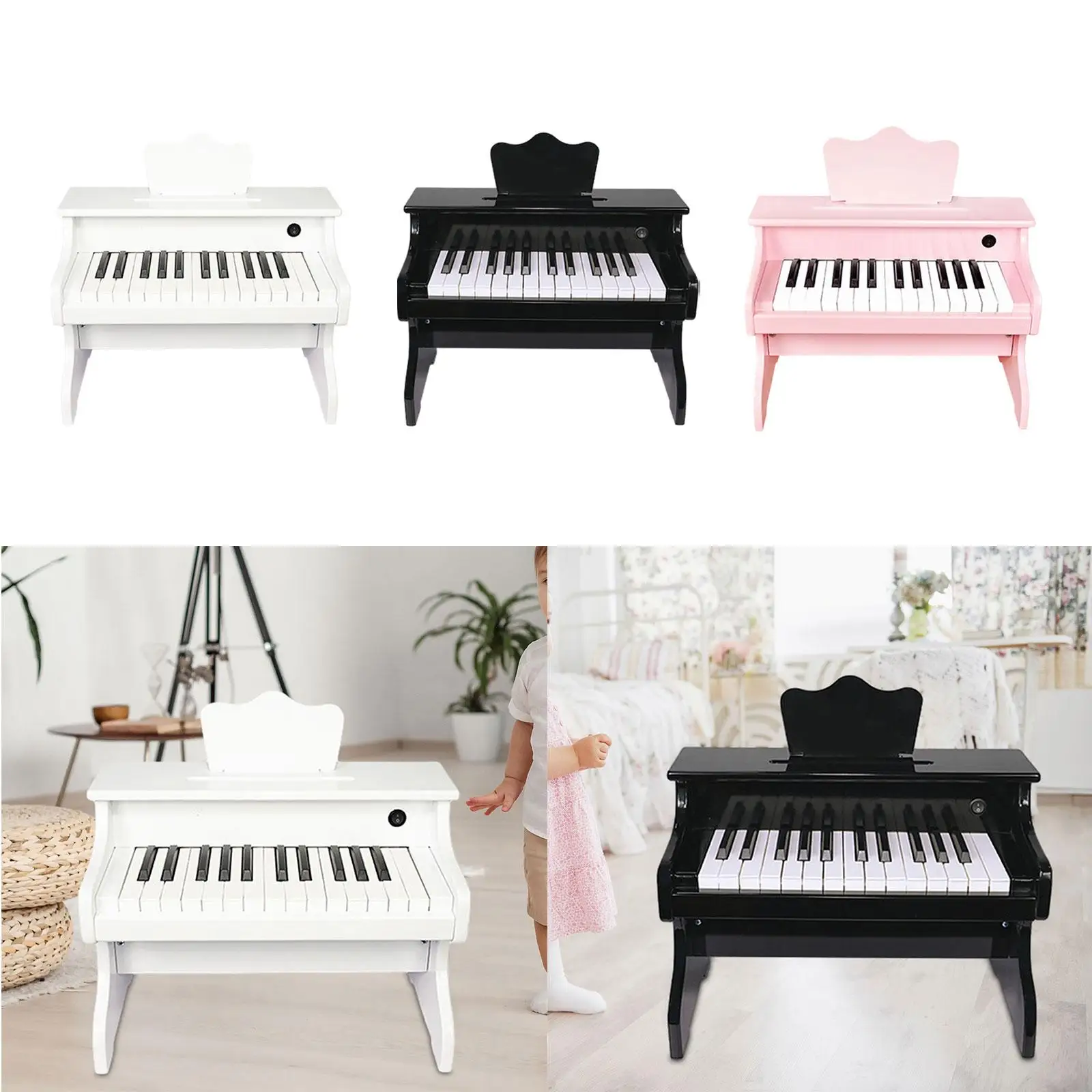 Kids Piano Keyboard Wood Piano for Toddlers 25 Keys Portable Music Keyboard Instrument Toy for Boys Girls Children Gift Play