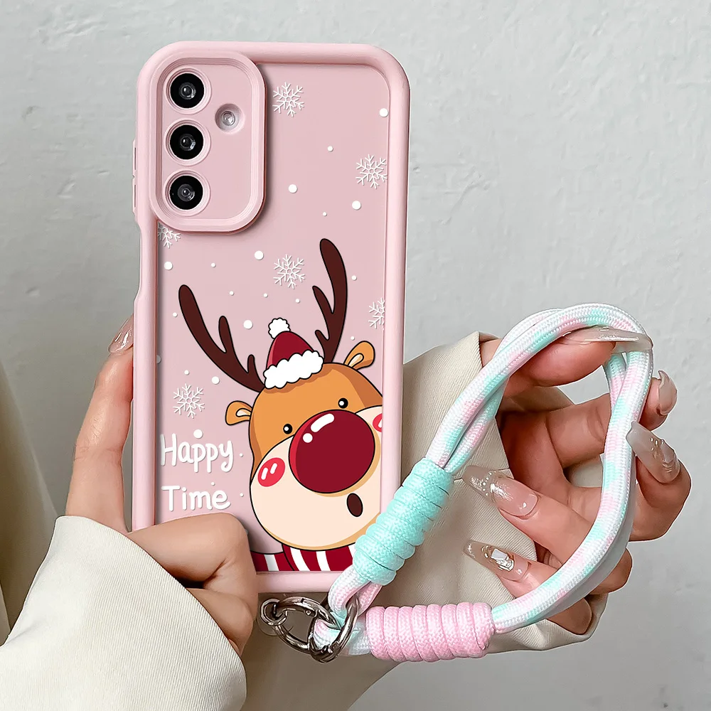 Holiday Elk Lanyard Phone Case with Wrist Chain - Festive Protective Cover