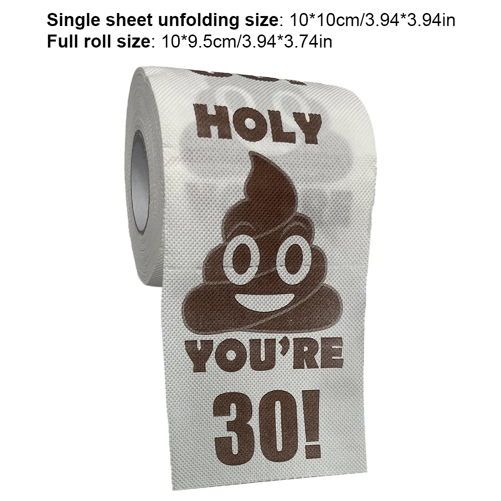 Poop Printed Happy Prank Toilet Paper 30st Birthday Decorations Toilet Paper Holy You're 30 Printed Party Supplies toilet roll paper