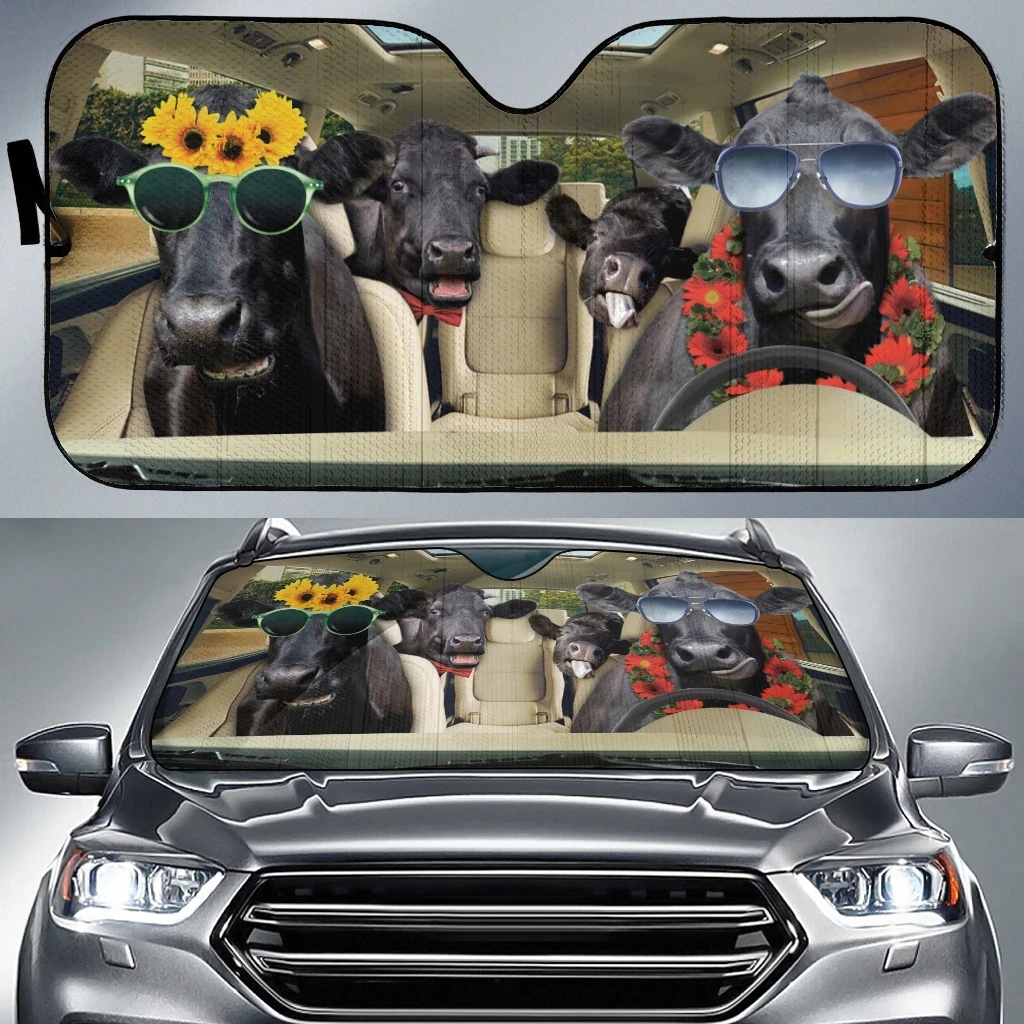 

Funny 3D Cows Animal Driver Prints Car Sun Shade Windshield Cute Car Accessories Sunshade for Car Windshield Durable