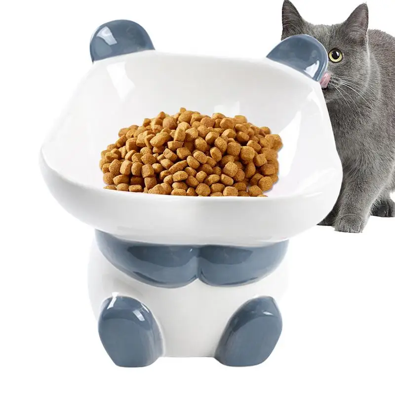 

Elevated Dog Bowl Ceramic Panda Shape Cat Feeder For Prevents Overeating Excessive Head Bowing Cartoon Feed Bowls Pet supplies