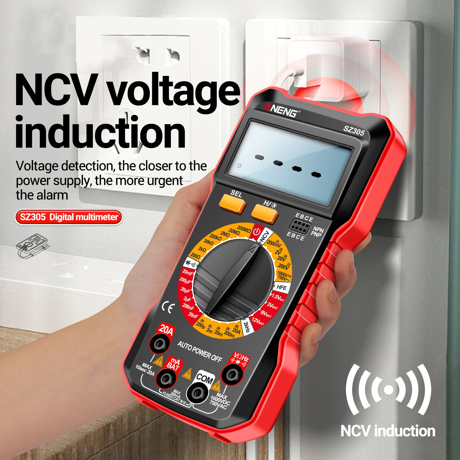 ANENG SZ305 Multimeter Capacitor Testers Professional 1999 Counts Smart Voltmeter AC/DC Votage Current Resistance Ohm Test Tools