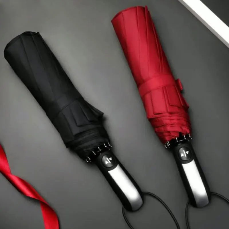 Automatic Folding Vinyl Umbrella Ten-Bone Umbrella Strong Windproof Rainproof Large for Business Use folding umbrella