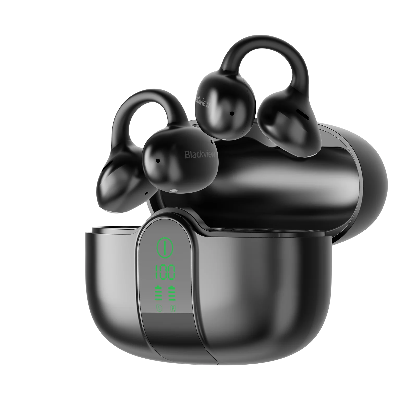 Blackview AirBuds 15 Wireless Earbuds,IPX5 Waterproof,Up to 35H,LED Display Bluetooth 6.0,Clip-on OWS Earbuds for Phones Laptop