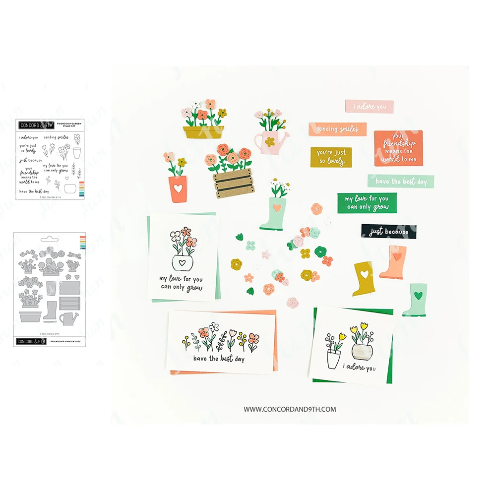 

2022 Spring New Friendship Garden Embossing Cut Dies and Stamps Handmade Diy Scrapbook Greeting Card Diary Craft Decoration Mold