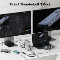 Yottamaster Thunderbolt 3 Docking Station USB A Type C Multi Port Hub Dock DP 8K 4K Video PD 60W Charging For Macbook Laptop PC 2