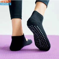 Eur35-42 Fashion Backless Anti Slip Yoga Socks Women Professional Pilates Socks Dance Trampoline Aerobics Fitness Sports Socks