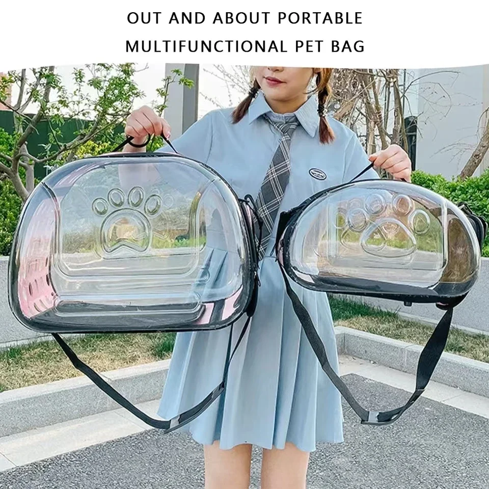 Pet Carrier Bag Pet Bag Pet Shoulder Bag Cat Carrier Outdoor Travel Breathable Handbag Puppy & Kitten Capsule Transparent Portable Shoulder Strap Bag