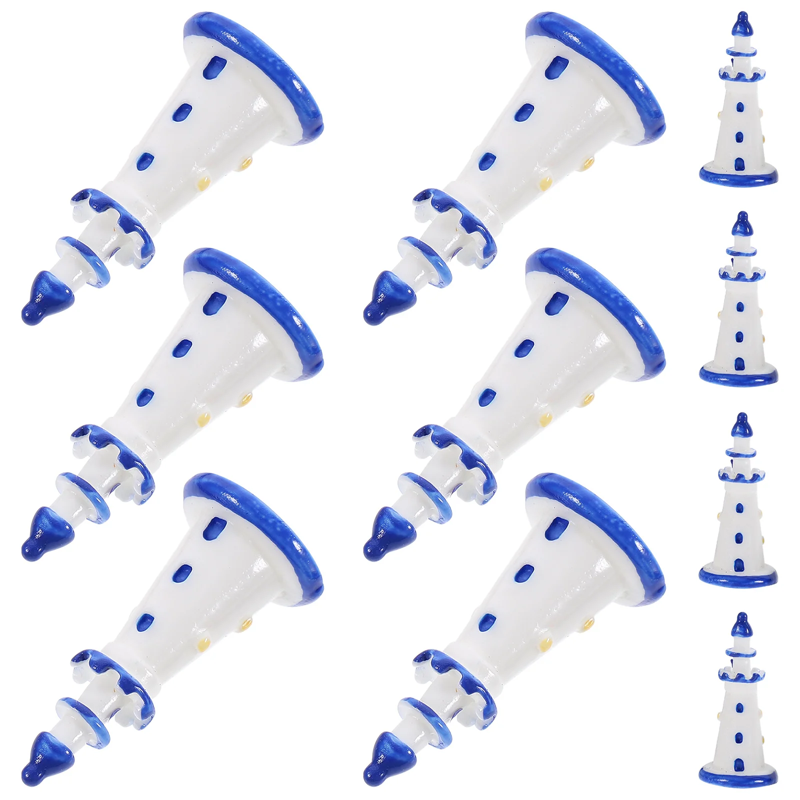 10 Pcs Mini Lighthouse Resin Decor Micro-landscape Home Ocean Ornament Photography Props