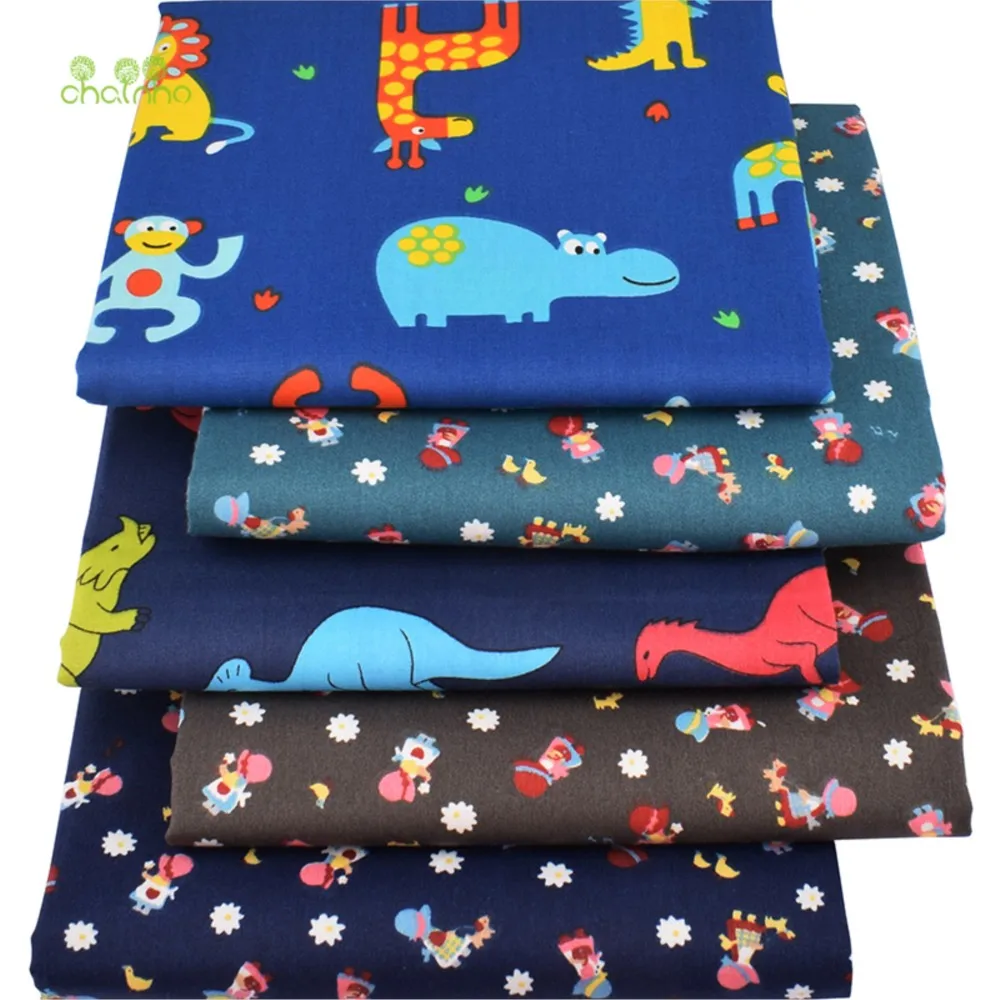 Chainho,Printed Twill Cotton Fabric,Patchwork Cloth,DIY Sewing & Quilting Material,Dark Cartoon Series,5 Designs,4 Sizes,CC037