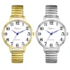 Lancardo Womens Ladies Large Numerals Big Dial Elderly Watch Stainless Steel Stretch Elastic Band Wristwatch Christmas Xmas Gift 1