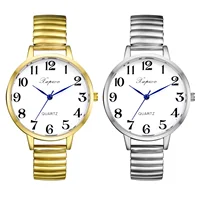 Lancardo Womens Ladies Large Numerals Big Dial Elderly Watch Stainless Steel Stretch Elastic Band Wristwatch Christmas Xmas Gift 1