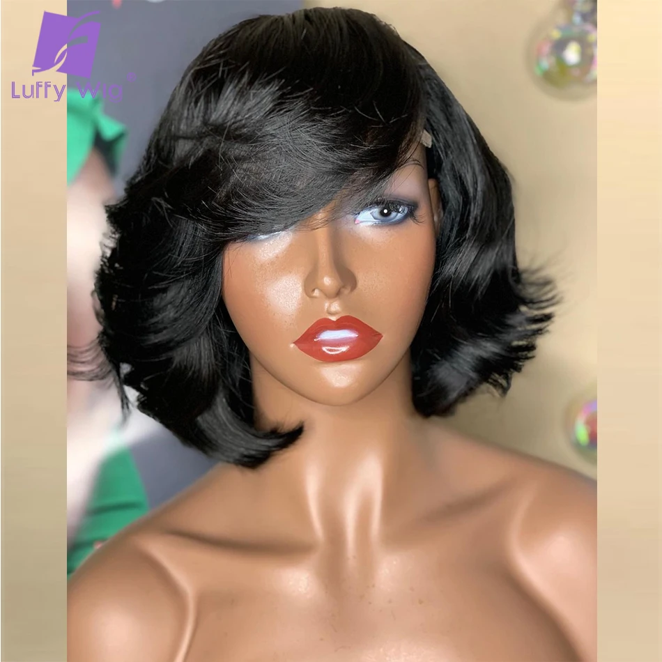 Body Wave Frontal Short Bob Wig 13x6 Natural Wave HD Transparent Lace Front Glueless Wigs Human Hair Pre Plucked Luffywig