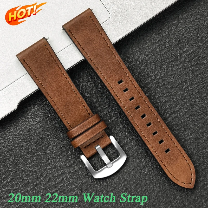 Premium Leather Watch Strap | Elegant Replacement Bracelet, 20mm & 22mm