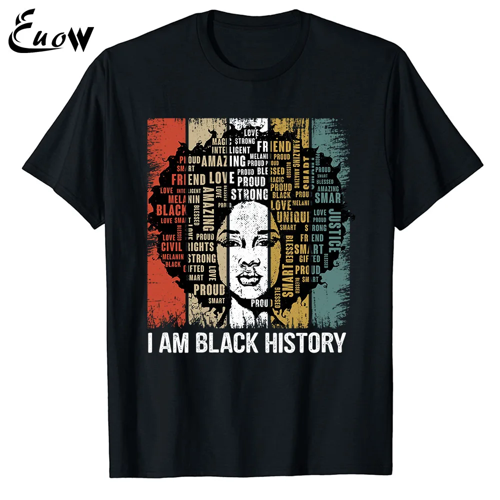 

Euow Unisex 100% Cotton Black Queen - Black History Month & Pride Gift Men Clothing T-Shirt Women Casual Luxury Tee Tops