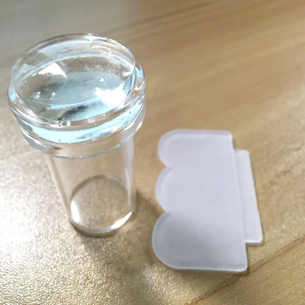 1pcs Transparent Silicone Nail Art Stamping Kit French Design For Manicure Plate Stamp Polish Seal Two Side Stamper Scraper Tool 3