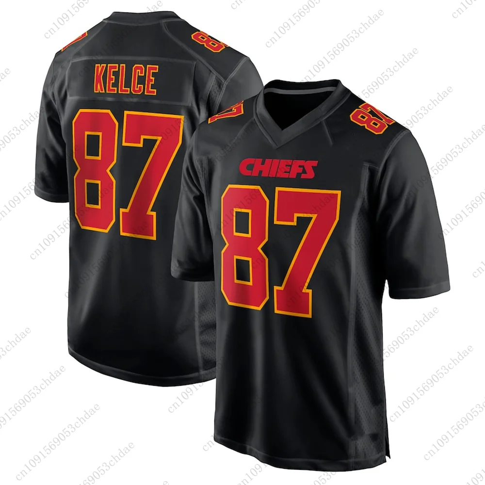 Chiefs Travis Kelce Mens Rugby Jersey #87 Breathable Quick-dry Outdoor Football Uniform For Adult&Kids
