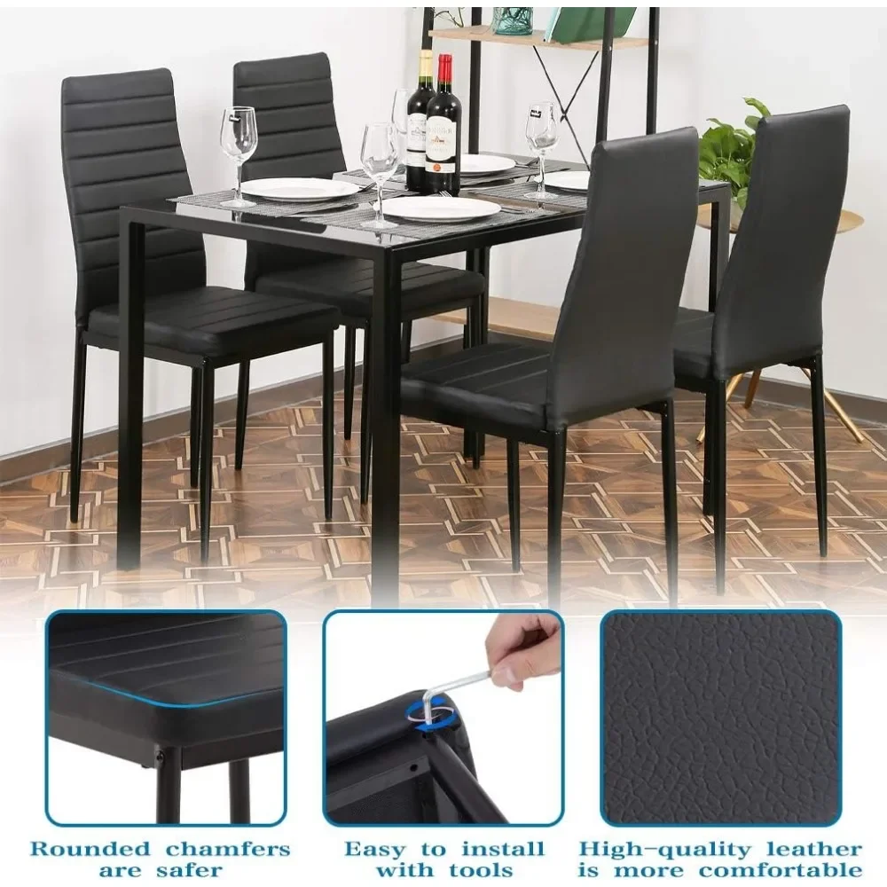 Dining Table Set Glass Dining Room Table Set for Small Spaces Kitchen Table and Chairs for Home Furniture 4