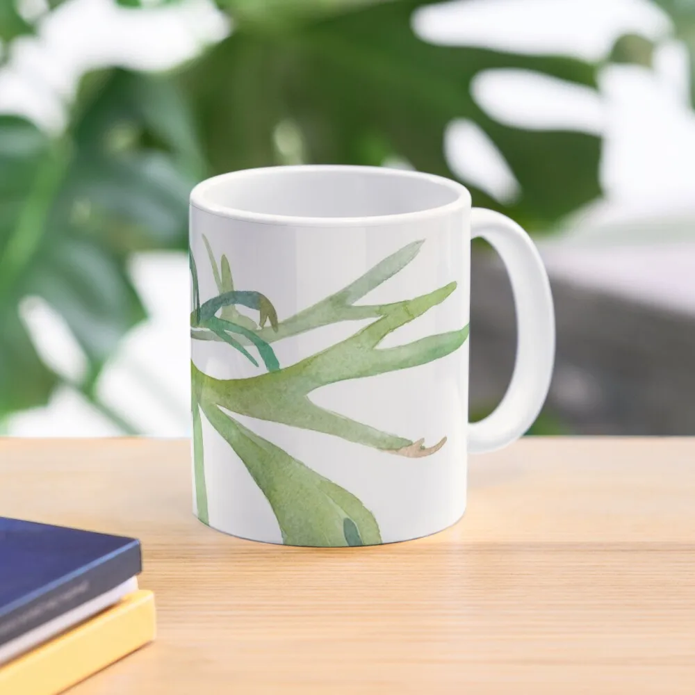 

Staghorn Fern. Watercolor painting. Hand painted illustration. Coffee Mug Breakfast Cups Free Shipping Mug