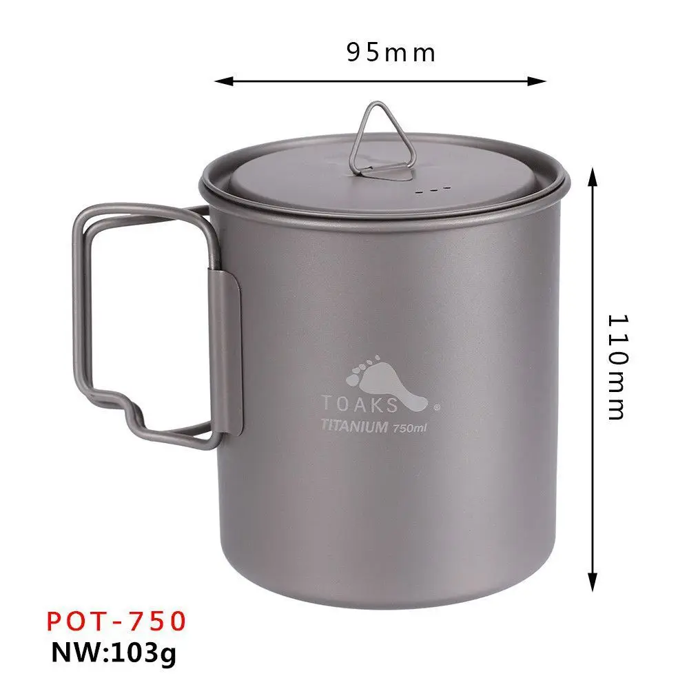 Toaks Outdoor Camping Titanium Pot 900ml 750ml Ultralight Cooking Picnic Titanium Pot 4