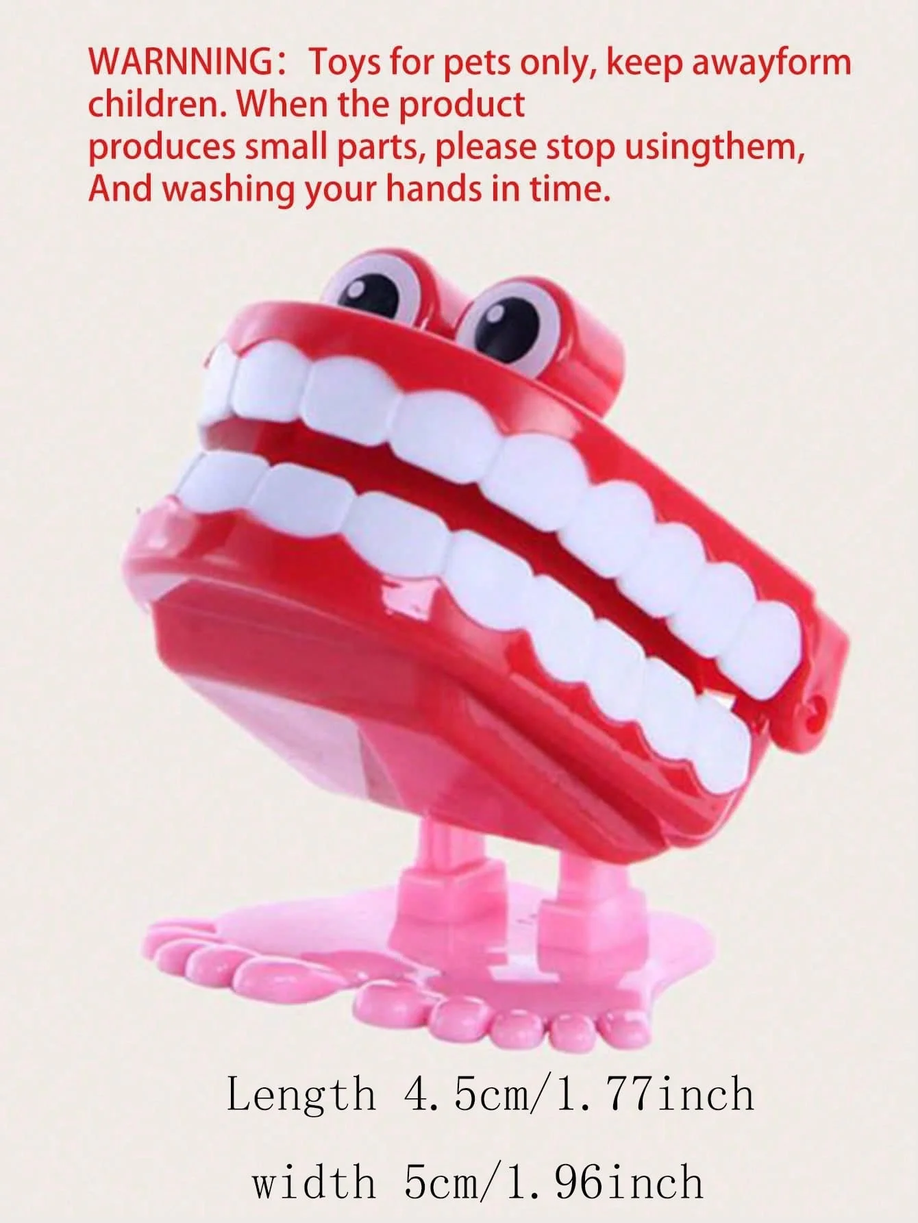 1pc-Windup Chain with Eyes Jumping Teeth Toy Color Random