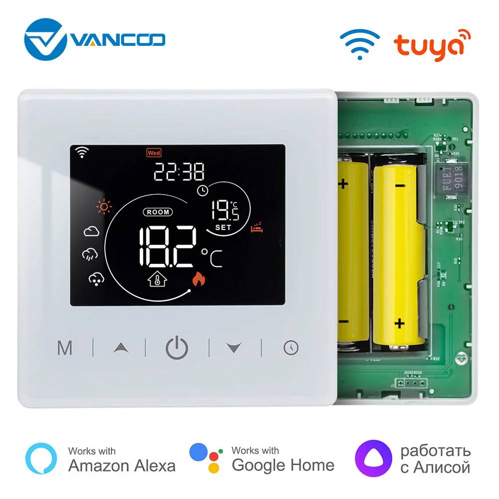 Tuya WiFi Thermostat For Gas Boiler Heating Battery Powered