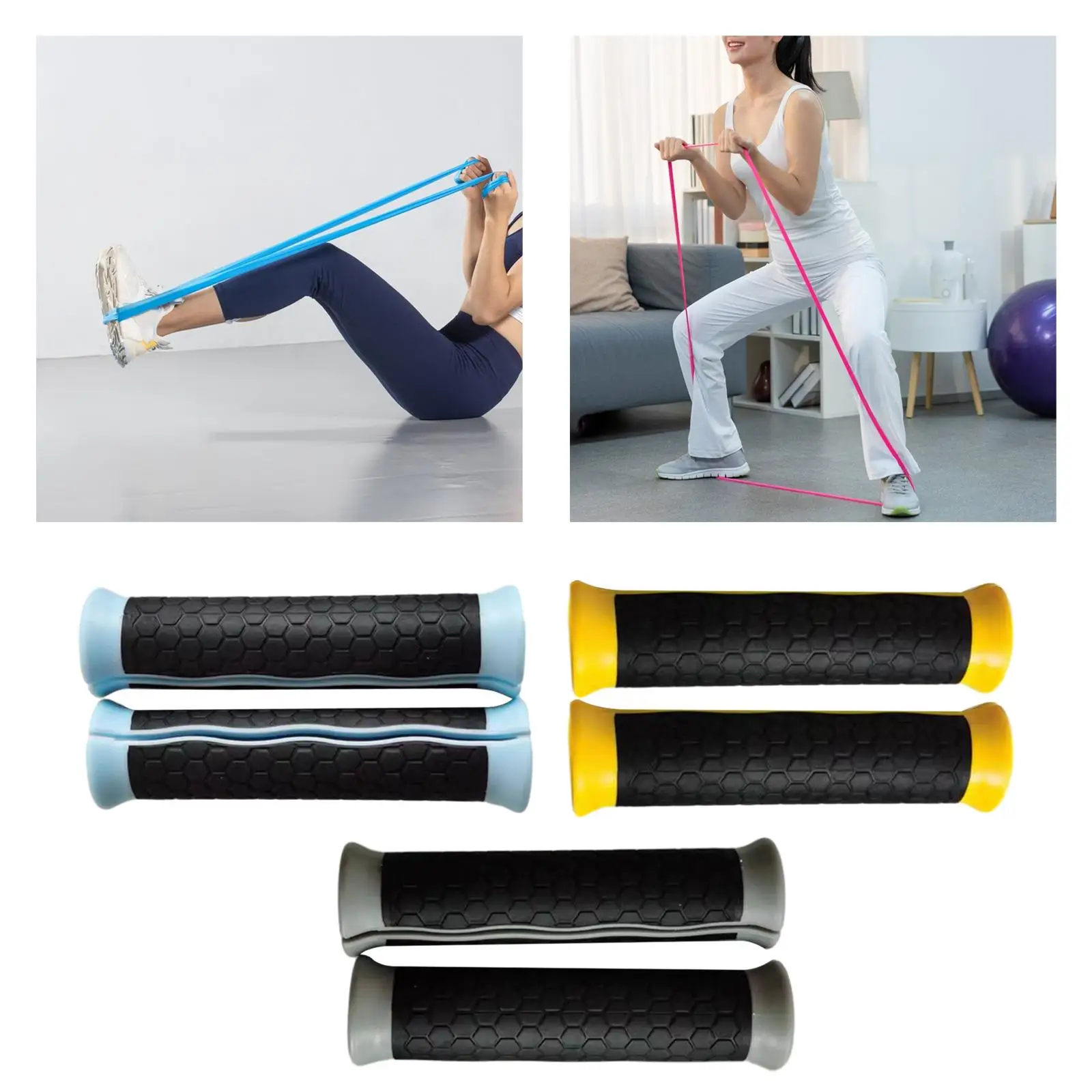2x Resistance Bands Foam Handles Heavy Duty Fitness Equipment Replace Workout Accessories Protect Your Hands Exercise Handles