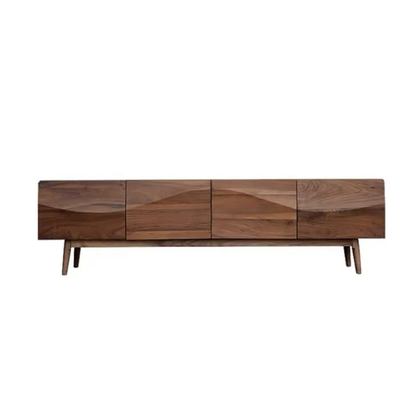 

Black Walnut Full TV Cabinet Modern Guest Restaurant Floor Cabinet Multi-Functional Living Room Storage Audiovisual Cabinet
