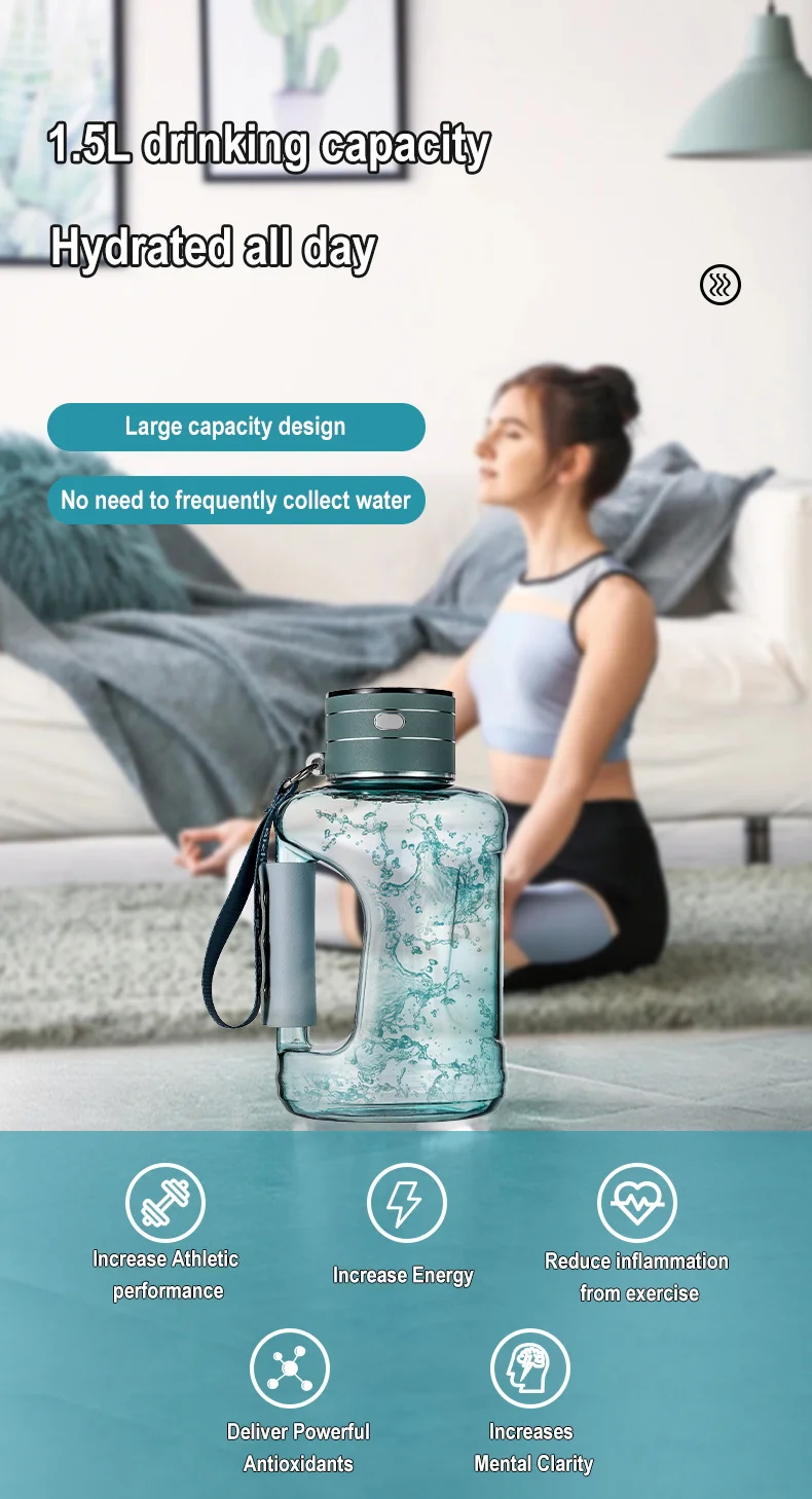 Description Picture 6 of item1.5L Portable Hydrogen Water Bottle Hydrogen-Rich Water Container Gym Sports Fitness Hydrogen-Rich Sports Bottle Water Kettle