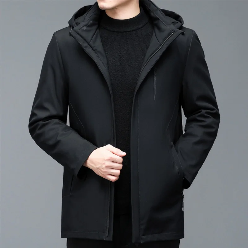 

Warm winterfashionableWinter New Men's down Lapel Mid-Length Middle-Aged Men's Clothing Loose and Warm Hooded Casual Thickened C