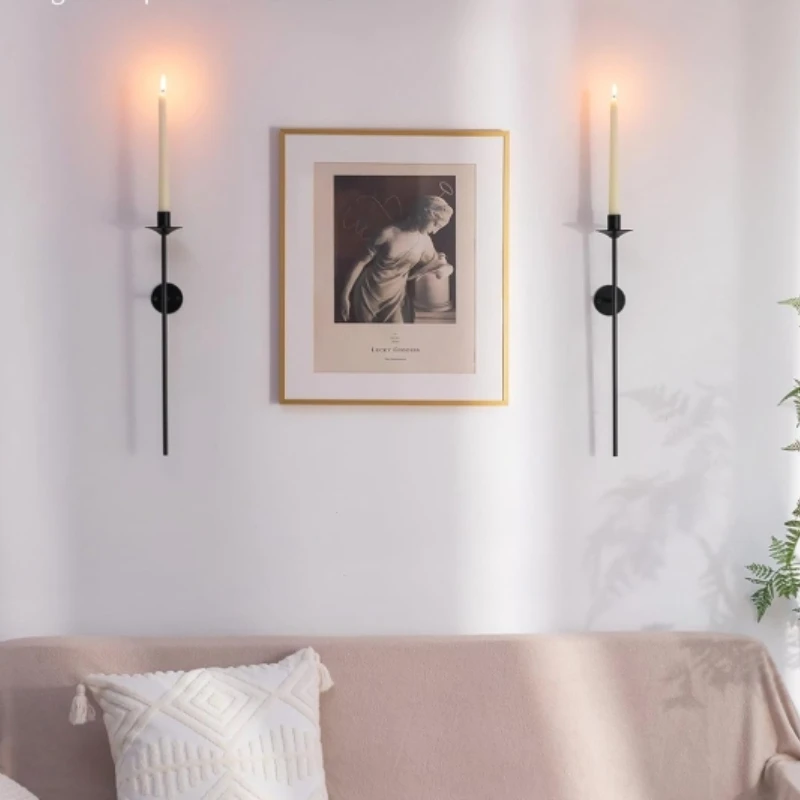 Set of 2 Long Wall Candle Sconce Retro Chic Wall Sconces Candle Holder Decoration for Dining Room, Living Room, Office, Bathroom