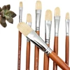 7pcs Premium Hog Bristle Filbert Paint Brushes Set, 100% Natural Chungking Hog Bristle, Professional Long Handled Artist Brushes 6