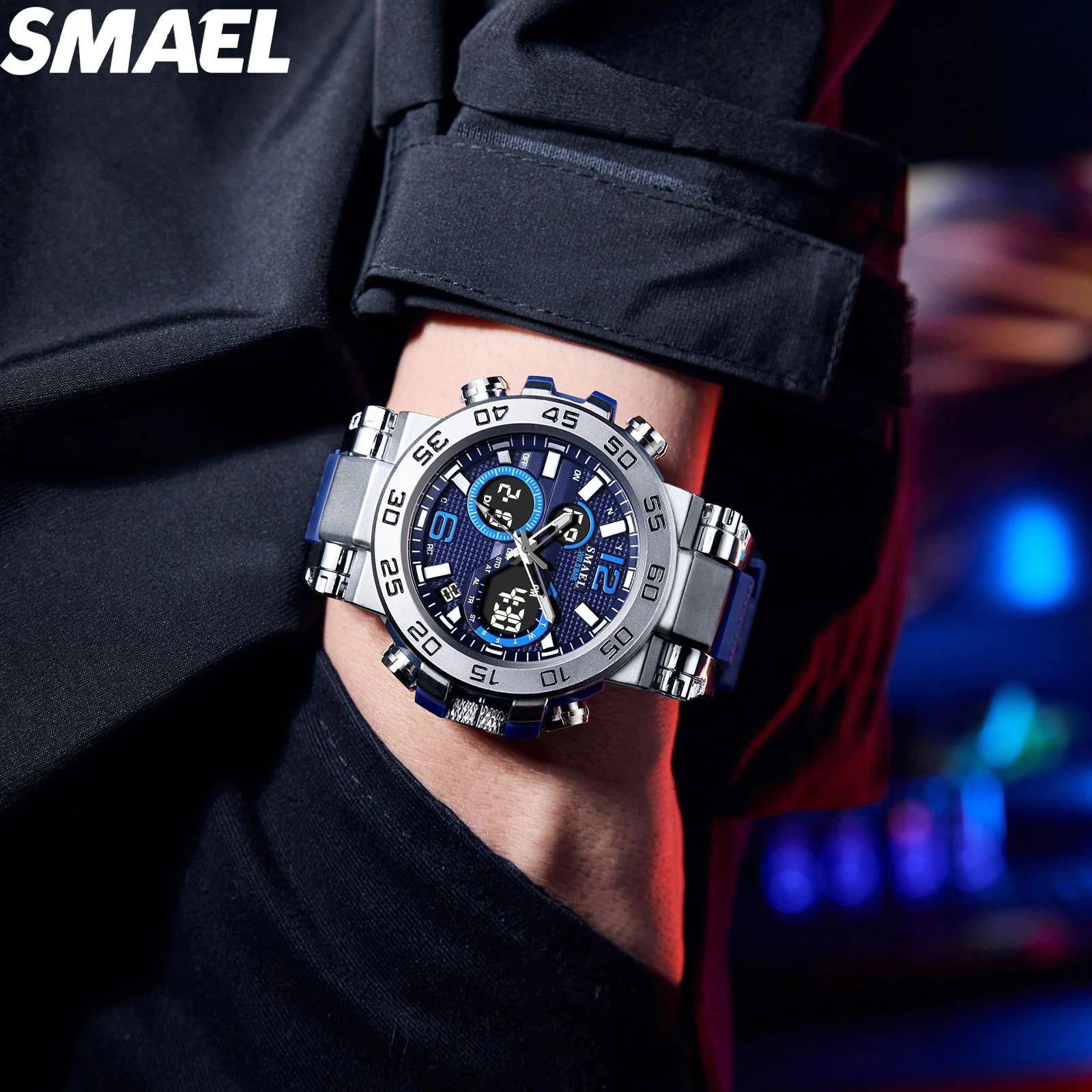 SMAEL Waterproof Dual Time LED Sports Watch