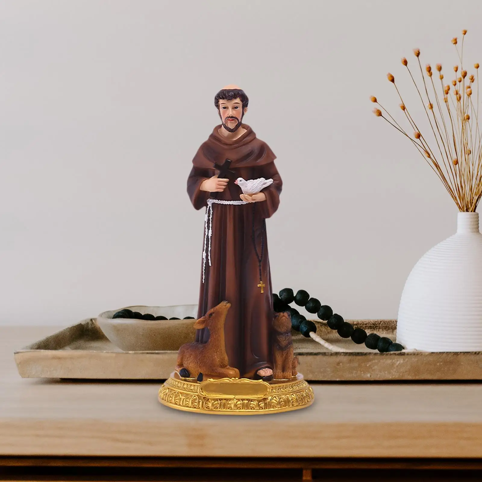 Saint Francis of Assisi Statue Decorative Resin Catholic Statues Home Decor