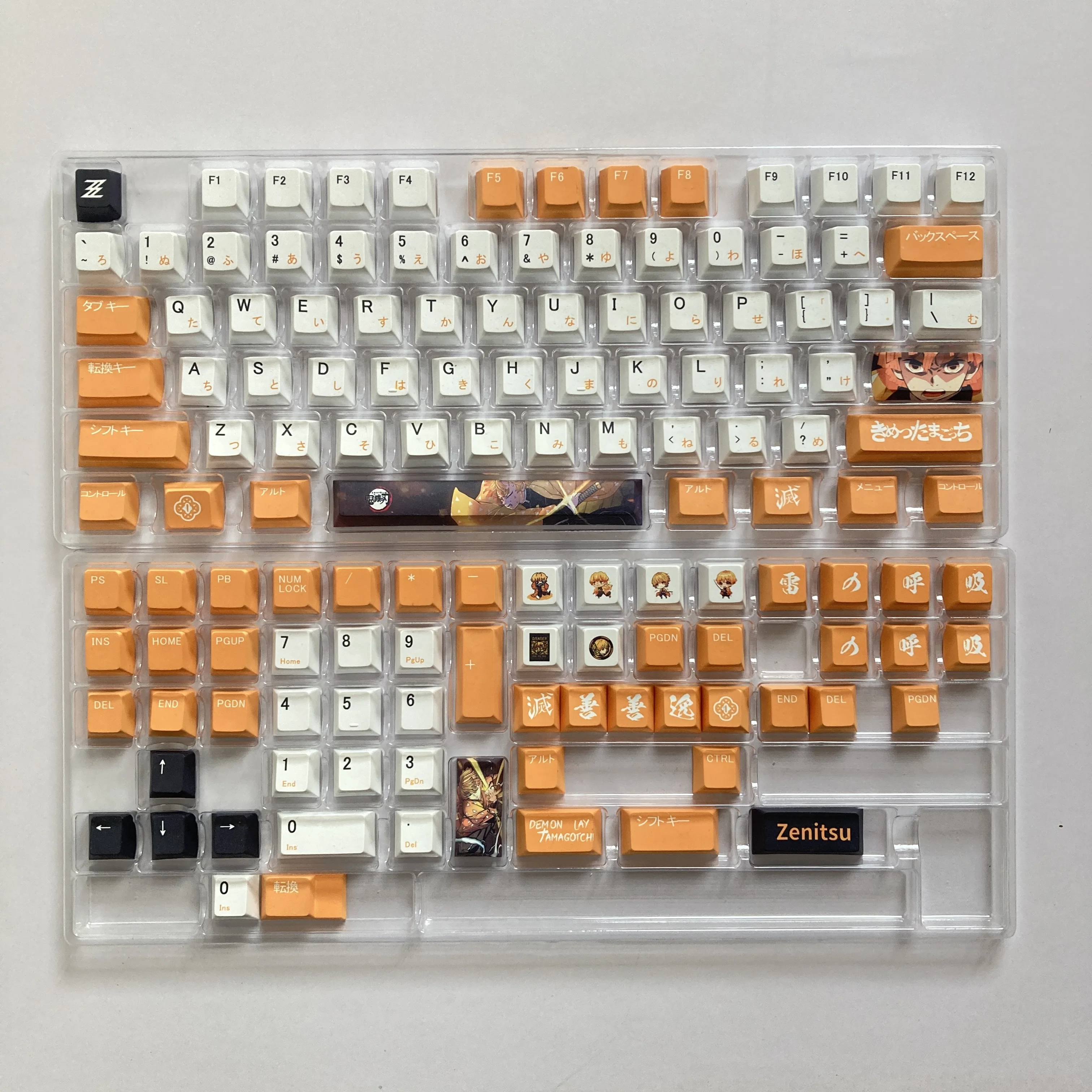 Keycap Personalizado do Perfil da Cereja do Material das Chaves Pbt dos Keycaps 128 de Agatsuma Zenitsu do Assassino do Demônio para o Teclado Mecânico do Interruptor de mx - Imagem 6
