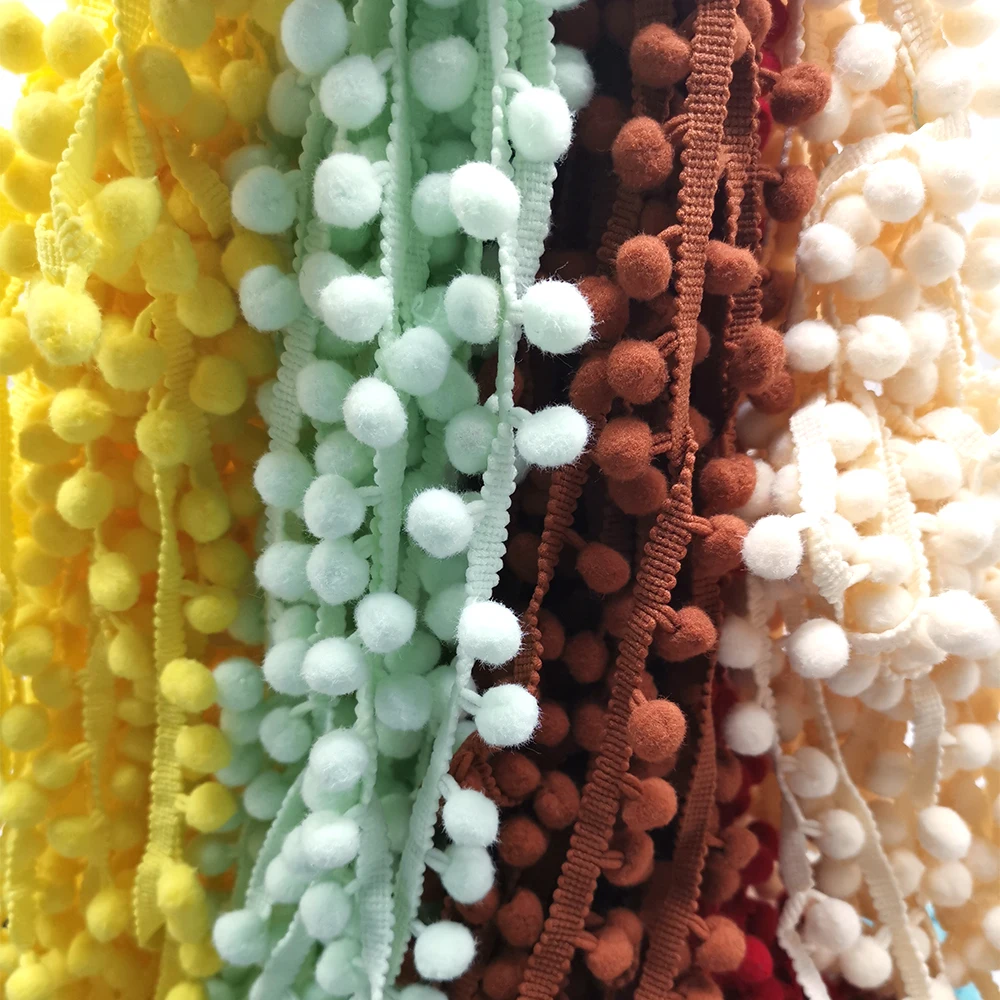 Pom pom Fringe Lace Ribbon Pompom Trim Ball Fabric DIY Sewing Tassel Lace Kintted Fabric Handmade DIY Craft Accessorie 1-5yard tassel fringe tassel trim mini tassels bookmark tassels silky floss tassels leather tassels fluorescent tassels tassel accessories tassel decoration