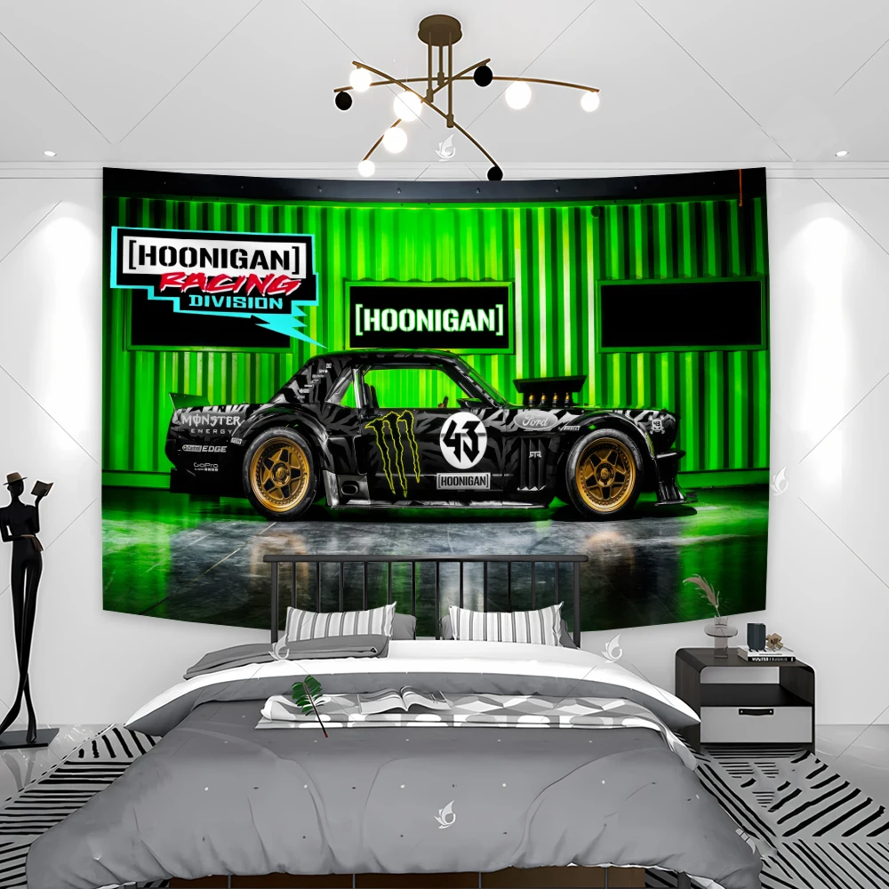 

90x150cm HOONIGANS Racing Car Banner Flag Polyester Printed Garage Or Outdoor Decoration Tapestry