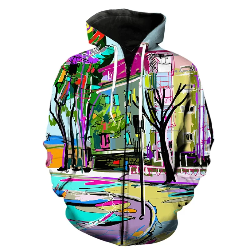 thumbnail image 1 of Sudadera con capucha y cremallera con estampado 3D abstracto de arte grafiti para hombres, primavera, hip hop, adolescentes, camisetas de manga larga, ropa de calle, sudaderas Harajuku, 1 of 5