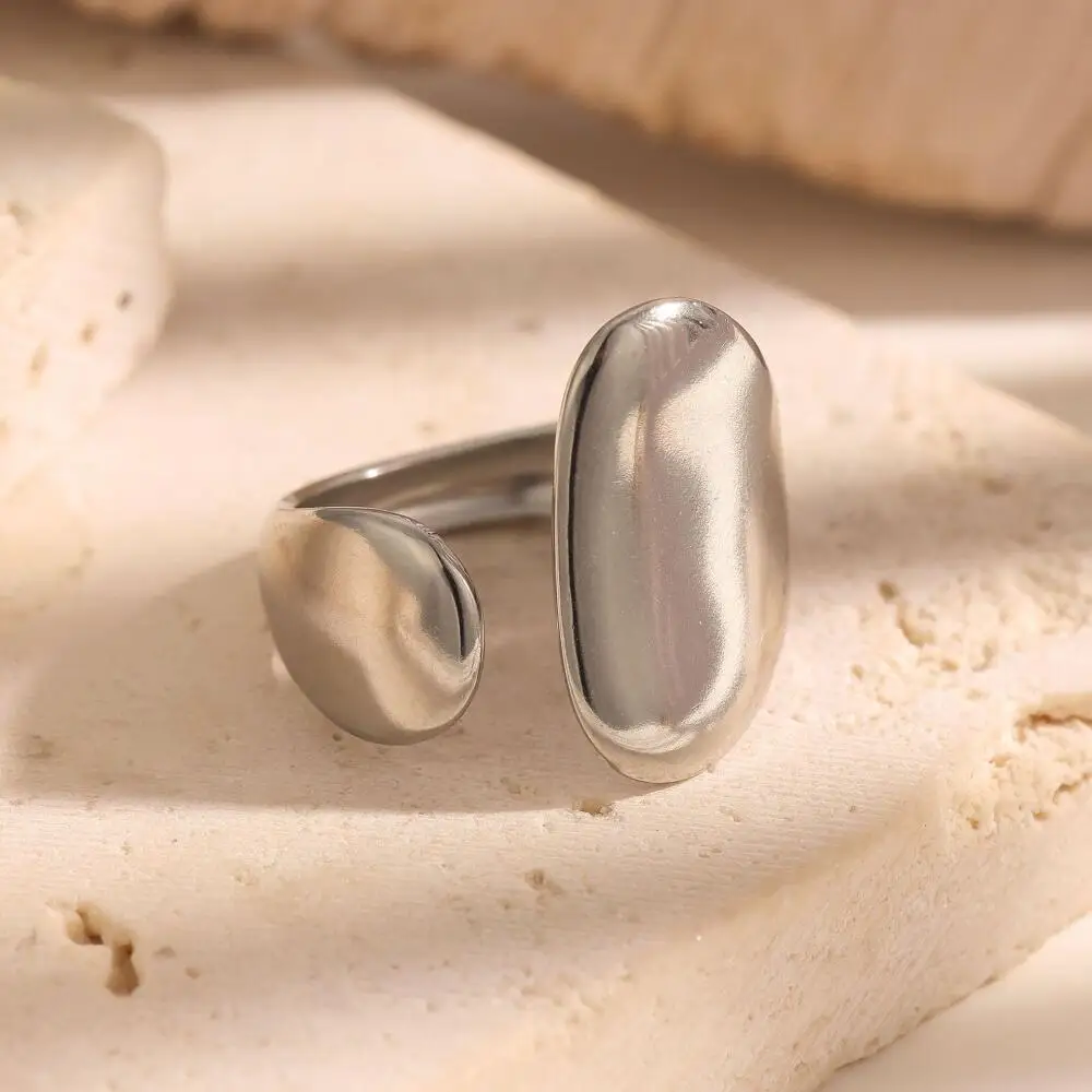 Anelli Lisci in Acciaio Inossidabile Stile Retrò per Donna e Uomo, Anello Punk Geometrico Irregolare Apribile, Gioielli Impermeabili Popolari 2026, Idee Regalo - immagine 4