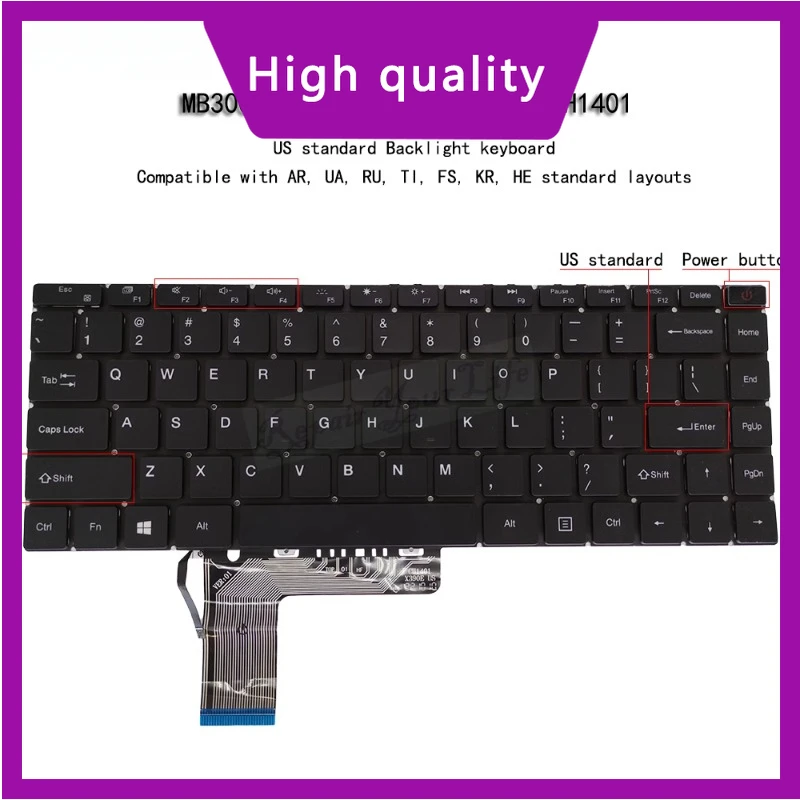 

US USA Backlit Keyboard for Chuwi GemiBook Pro 14 CWI529 CoreBook X 14 CW1529 MB30019002 XK-HS320 English Keyboard Backlight New