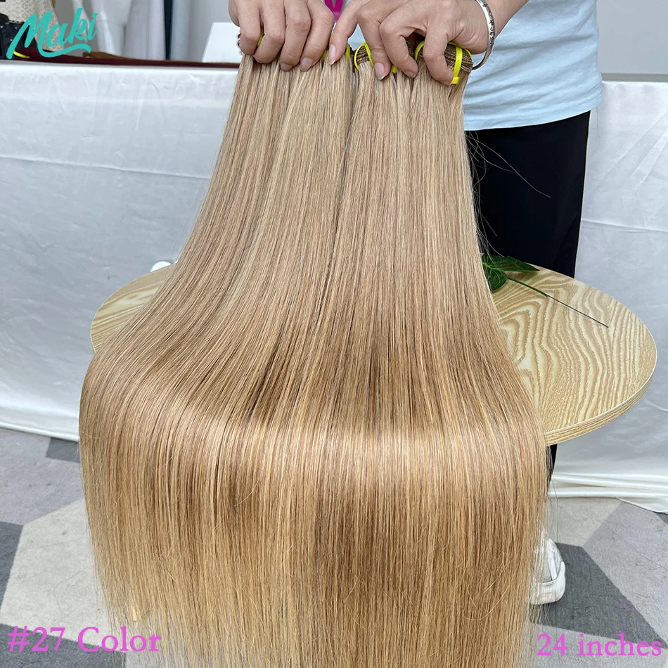 

10A Grade #27 #30 Colored Honey Blonde Straight Human Hair Bundles 16-24 Inches 100% Raw Human Hair Extensions Weave For Women